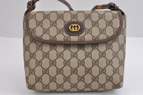 Authentic GUCCI Shoulder Cross Body Bag Purse GG PVC Leather Brown Junk 1630J