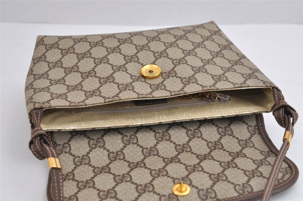 Authentic GUCCI Shoulder Cross Body Bag Purse GG PVC Leather Brown Junk 1630J