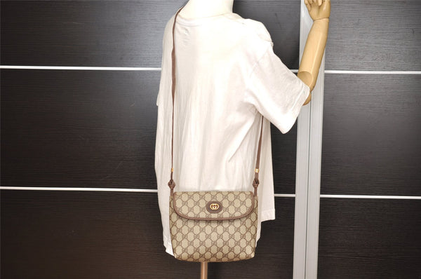 Authentic GUCCI Shoulder Cross Body Bag Purse GG PVC Leather Brown Junk 1630J