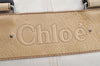 Authentic Chloe Vintage ALICE Hand Boston Bag Canvas Leather Cream Beige 1630K