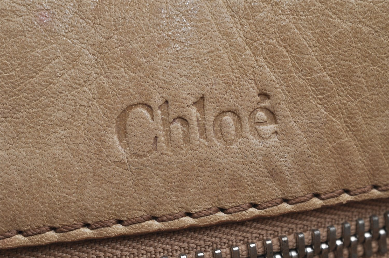 Authentic Chloe Vintage ALICE Hand Boston Bag Canvas Leather Cream Beige 1630K