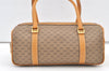 Authentic GUCCI Micro GG PVC Leather Hand Boston Bag Purse Brown 1631K