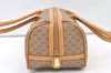 Authentic GUCCI Micro GG PVC Leather Hand Boston Bag Purse Brown 1631K