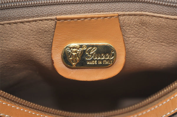 Authentic GUCCI Micro GG PVC Leather Hand Boston Bag Purse Brown 1631K