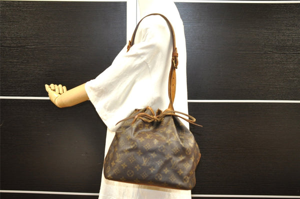 Authentic Louis Vuitton Monogram Petit Noe M42226 Shoulder Drawstring Bag 1632I