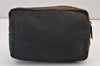 Authentic PRADA Nylon Leather Cosmetic Pouch Purse Black Khaki 1632K