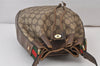 Authentic GUCCI Web Sherry Line Drawstring Bag GG PVC Leather Brown Junk 1634K