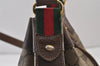 Authentic GUCCI Web Sherry Line Drawstring Bag GG PVC Leather Brown Junk 1634K