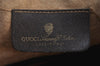 Authentic GUCCI Web Sherry Line Drawstring Bag GG PVC Leather Brown Junk 1634K