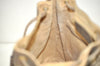 Authentic GUCCI Web Sherry Line Drawstring Bag GG PVC Leather Brown Junk 1634K