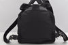 Authentic PRADA Nylon Leather Drawstring Backpack Purse Black 1635K