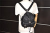 Authentic PRADA Nylon Leather Drawstring Backpack Purse Black 1635K