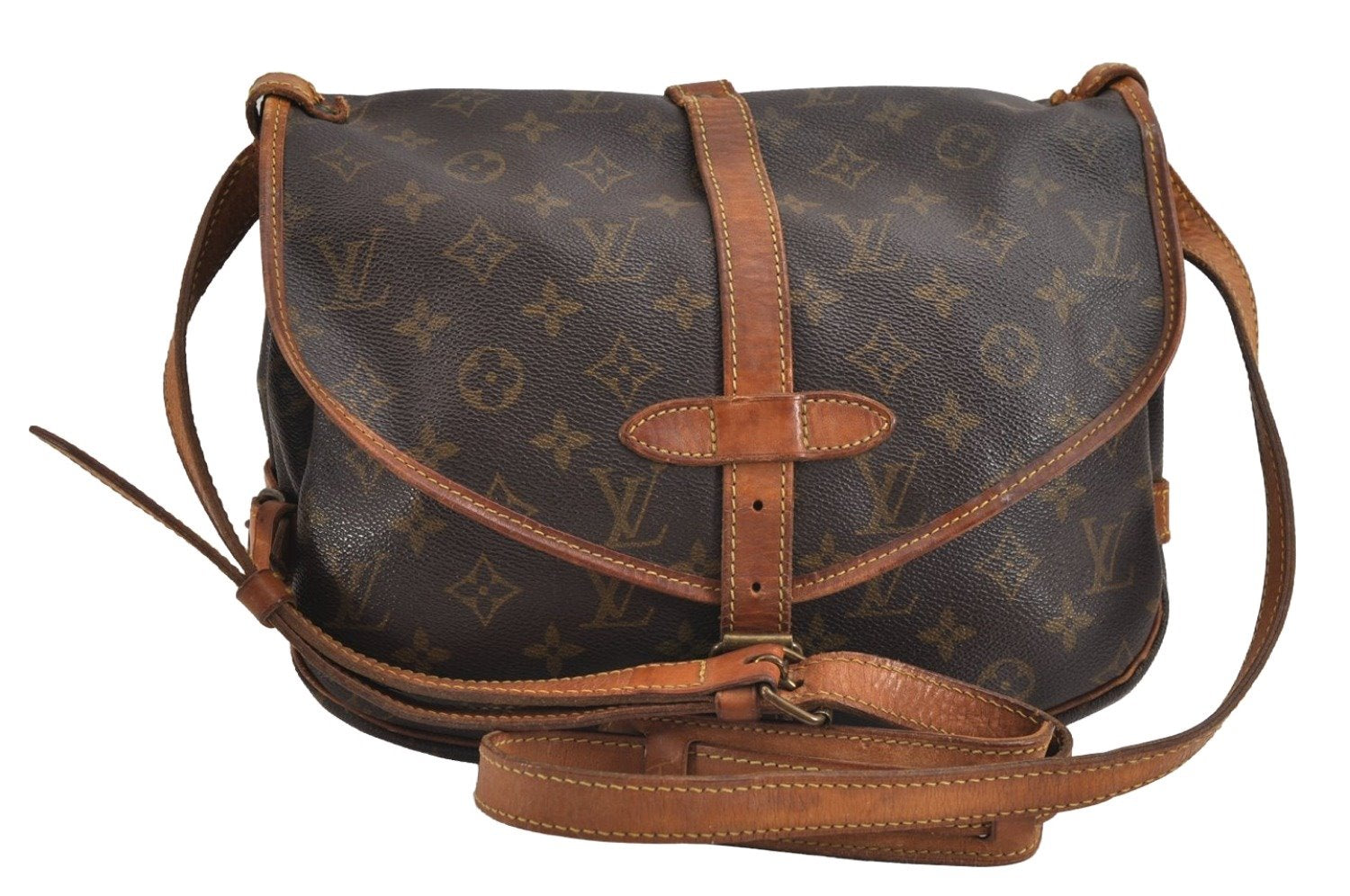 Authentic Louis Vuitton Monogram Saumur 30 Shoulder Cross Bag M42256 LV 1636J