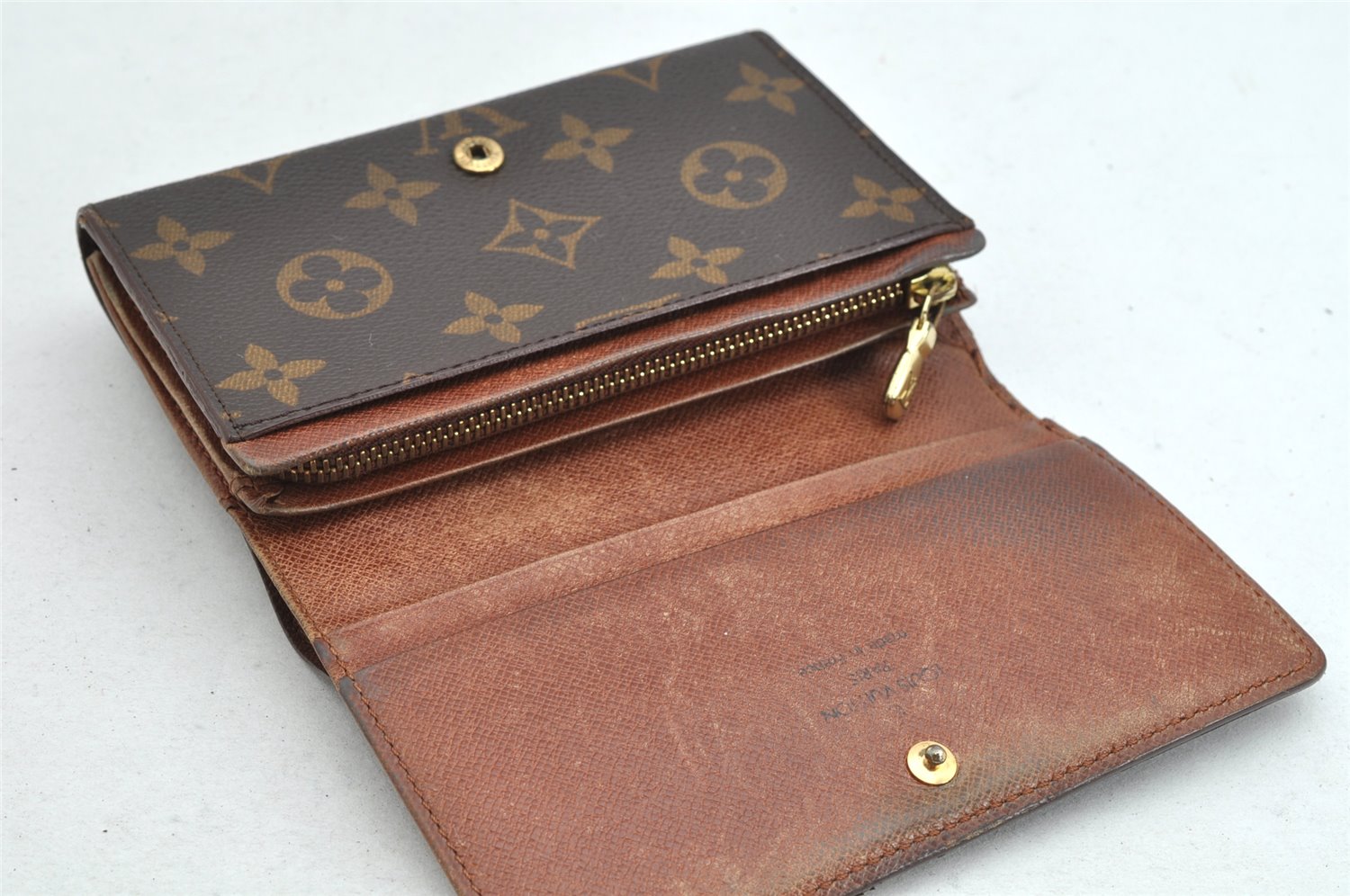 Auth Louis Vuitton Monogram Porte Monnaie Billets Tresor Wallet M61730 LV 1637K