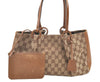 Authentic GUCCI Vintage Shoulder Tote Bag GG Canvas Leather 94898 Brown 1638I