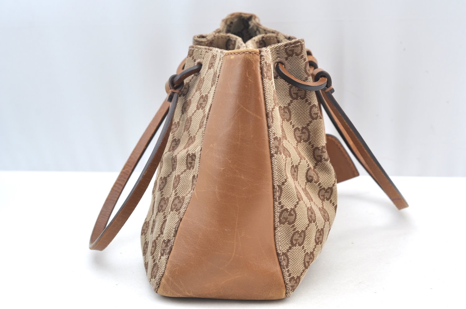 Authentic GUCCI Vintage Shoulder Tote Bag GG Canvas Leather 94898 Brown 1638I