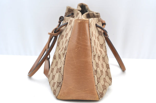 Authentic GUCCI Vintage Shoulder Tote Bag GG Canvas Leather 94898 Brown 1638I