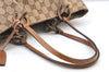 Authentic GUCCI Vintage Shoulder Tote Bag GG Canvas Leather 94898 Brown 1638I