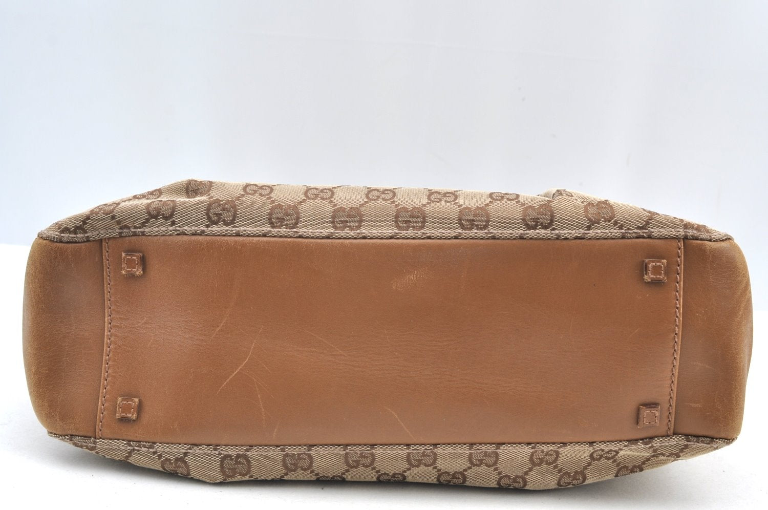 Authentic GUCCI Vintage Shoulder Tote Bag GG Canvas Leather 94898 Brown 1638I