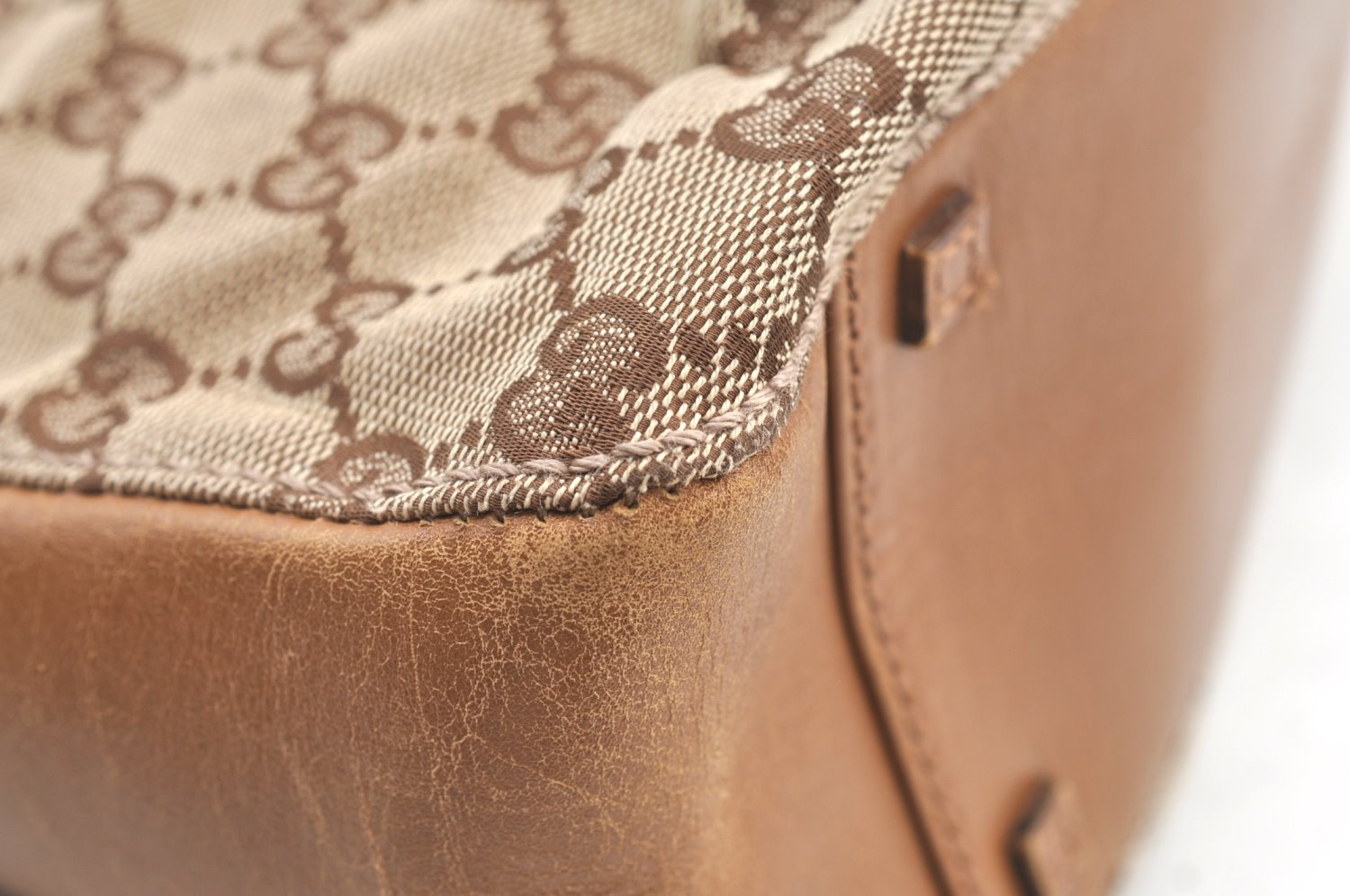 Authentic GUCCI Vintage Shoulder Tote Bag GG Canvas Leather 94898 Brown 1638I