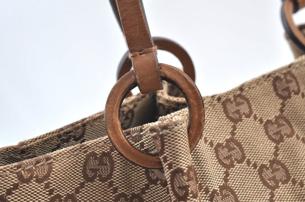 Authentic GUCCI Vintage Shoulder Tote Bag GG Canvas Leather 94898 Brown 1638I