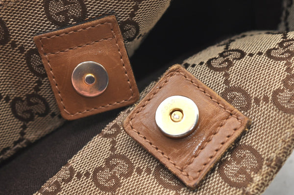 Authentic GUCCI Vintage Shoulder Tote Bag GG Canvas Leather 94898 Brown 1638I