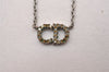 Authentic Christian Dior Silver Tone Chain Rhinestone Necklace CD 1640J