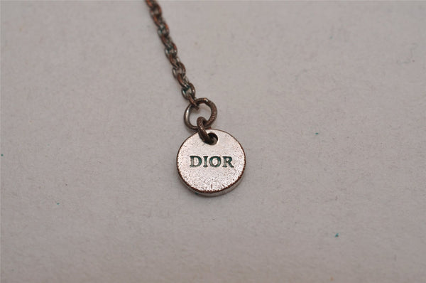 Authentic Christian Dior Silver Tone Chain Rhinestone Necklace CD 1640J