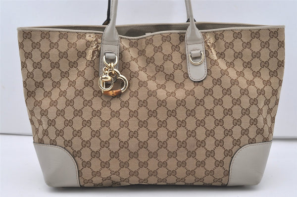 Authentic GUCCI Heart Bit Shoulder Tote Bag GG Canvas Leather 269956 Brown 1641J
