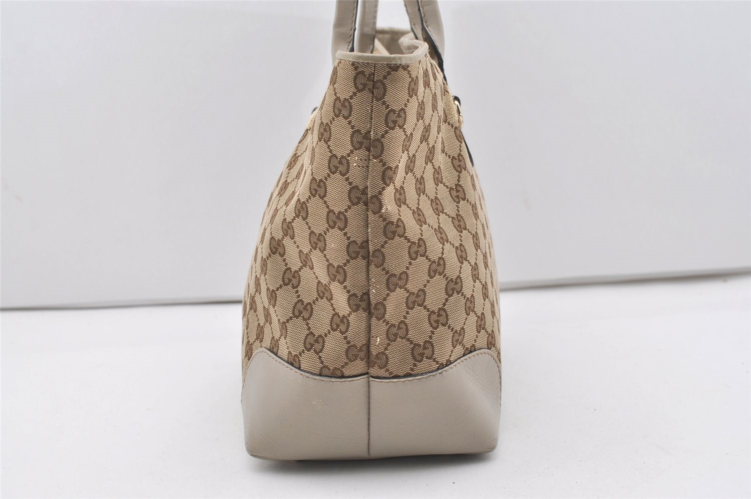 Authentic GUCCI Heart Bit Shoulder Tote Bag GG Canvas Leather 269956 Brown 1641J