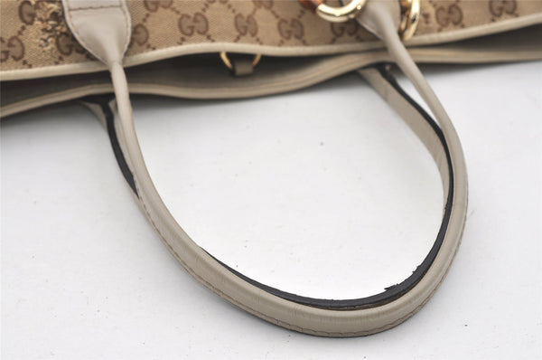 Authentic GUCCI Heart Bit Shoulder Tote Bag GG Canvas Leather 269956 Brown 1641J