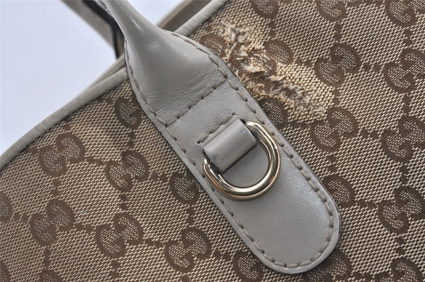 Authentic GUCCI Heart Bit Shoulder Tote Bag GG Canvas Leather 269956 Brown 1641J
