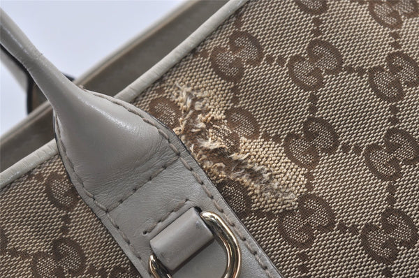 Authentic GUCCI Heart Bit Shoulder Tote Bag GG Canvas Leather 269956 Brown 1641J