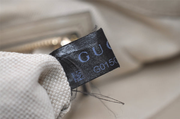 Authentic GUCCI Heart Bit Shoulder Tote Bag GG Canvas Leather 269956 Brown 1641J