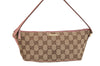 Authentic GUCCI Vintage Hand Bag Pouch Purse GG Canvas Leather 07198 Brown 1642J