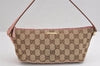 Authentic GUCCI Vintage Hand Bag Pouch Purse GG Canvas Leather 07198 Brown 1642J