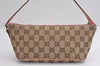 Authentic GUCCI Vintage Hand Bag Pouch Purse GG Canvas Leather 07198 Brown 1642J