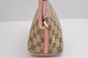 Authentic GUCCI Vintage Hand Bag Pouch Purse GG Canvas Leather 07198 Brown 1642J