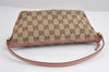 Authentic GUCCI Vintage Hand Bag Pouch Purse GG Canvas Leather 07198 Brown 1642J