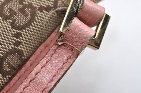 Authentic GUCCI Vintage Hand Bag Pouch Purse GG Canvas Leather 07198 Brown 1642J