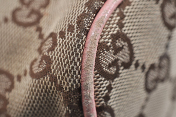 Authentic GUCCI Vintage Hand Bag Pouch Purse GG Canvas Leather 07198 Brown 1642J