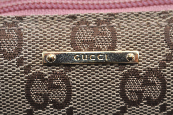 Authentic GUCCI Vintage Hand Bag Pouch Purse GG Canvas Leather 07198 Brown 1642J