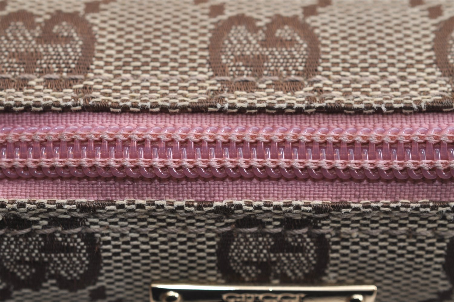 Authentic GUCCI Vintage Hand Bag Pouch Purse GG Canvas Leather 07198 Brown 1642J