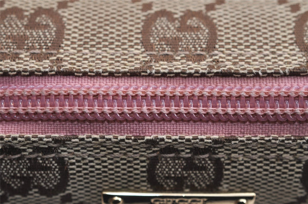 Authentic GUCCI Vintage Hand Bag Pouch Purse GG Canvas Leather 07198 Brown 1642J