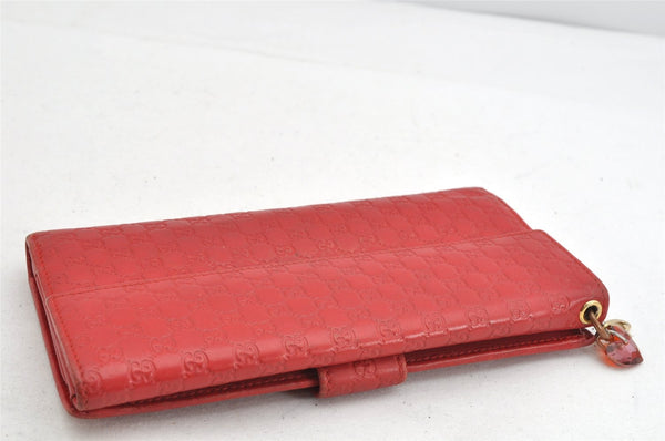 Authentic GUCCI Micro Guccissima GG Leather Long Wallet Purse 282540 Red 1643K