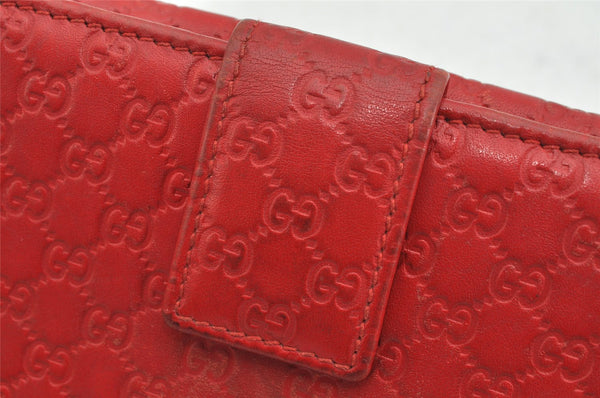 Authentic GUCCI Micro Guccissima GG Leather Long Wallet Purse 282540 Red 1643K