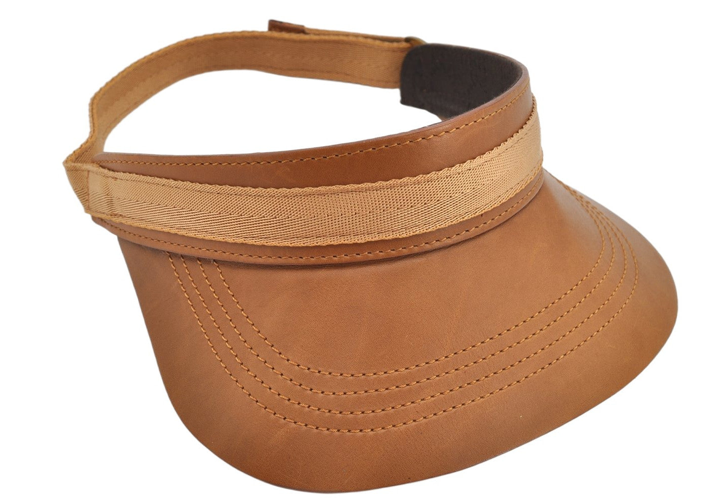 Authentic GUCCI Vintage Sun Visor Leather Nylon Size M Brown 1645K