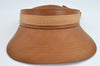 Authentic GUCCI Vintage Sun Visor Leather Nylon Size M Brown 1645K
