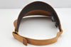 Authentic GUCCI Vintage Sun Visor Leather Nylon Size M Brown 1645K