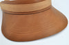 Authentic GUCCI Vintage Sun Visor Leather Nylon Size M Brown 1645K